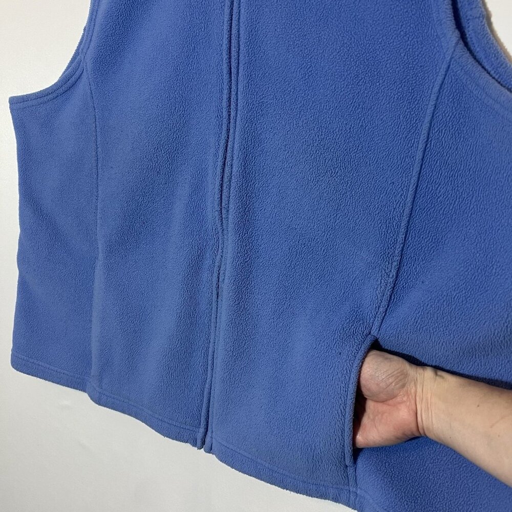 LL Bean Vest Women’s Plus Size 2X Blue Fleece Full Zip Pockets Stretch - Picture 5 of 8